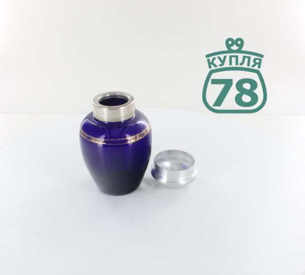 Чайница кобальтовое стекло без внутренней крышки. Китай 50-е годы