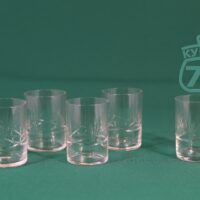 Стопки тонкое стекло СССР резьба костёр 5 шт