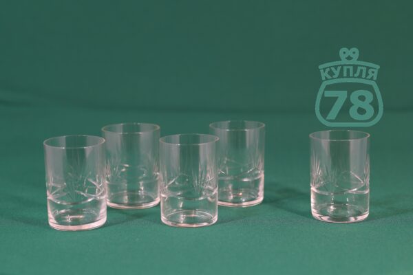 Стопки тонкое стекло СССР резьба костёр 5 шт