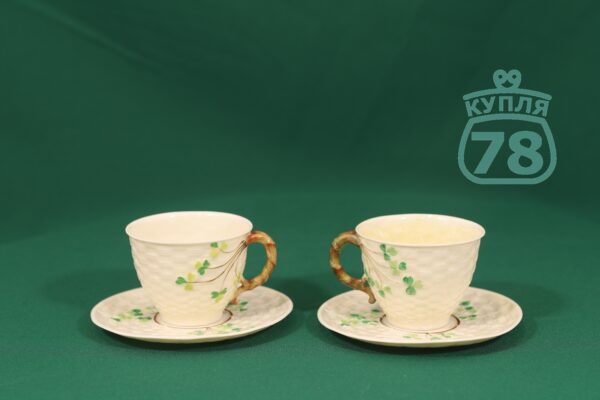 Чайные пары антикварные Shamrock Belleek Ирландия