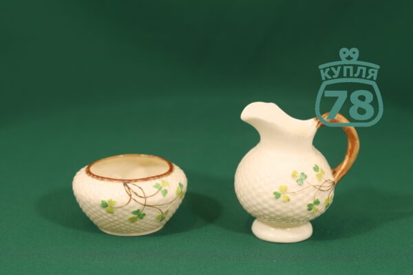 Сахарница молочник антикварные Shamrock Belleek Ирландия