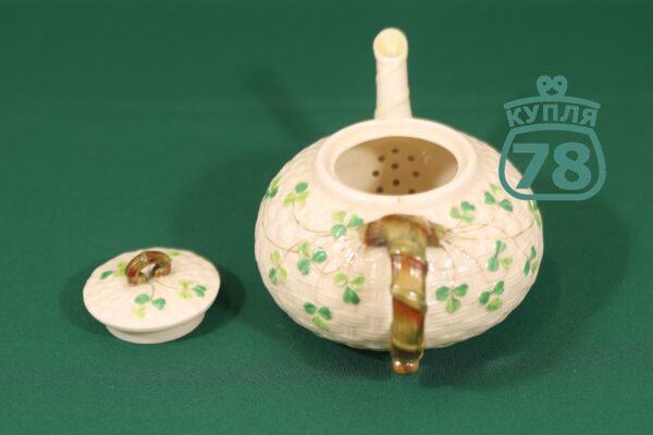 Чайник чайный антикварный Shamrock Belleek Ирландия — изображение 5
