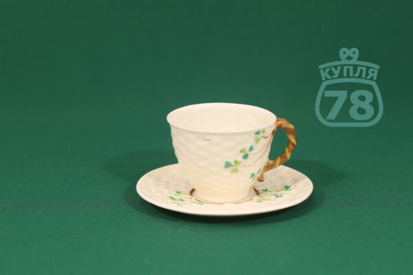 Чайная пара антикварная реставрация Shamrock Belleek Ирландия