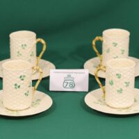 Бокал с блюдцем фарфор Belleek сервиз Shamrock