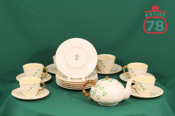 Сервиз антикварный Shamrock Belleek Ирландия — изображение 3