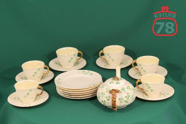 Сервиз антикварный Shamrock Belleek Ирландия — изображение 5