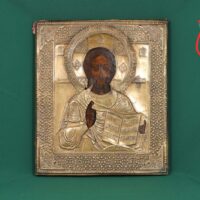 Икона Господь Вседержитель старинная в окладе