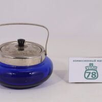 Сахарница СССР кобальтовое синее стекло