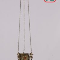 Лампадка старинная латунь подвесная с эмалями