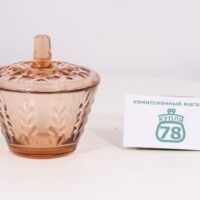 Вазочка для варенья / бонбоньерка СССР розалиновое стекло