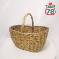 Корзина из цельной лозы для грибов большая усиленная