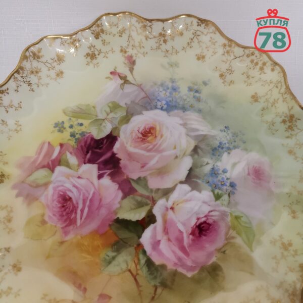 Блюдо антикварное Royal Doulton Белые розы — изображение 2