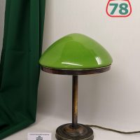 Лампа настольная бронза старинная зелёный плафон