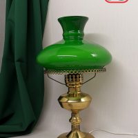Лампа настольная Польша зелёный плафон керосинка