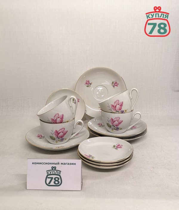 Чайная пара ГДР Weisswasser + розетка / 2788