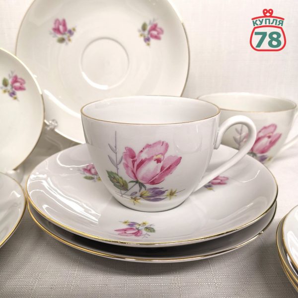 Чайная пара ГДР Weisswasser + розетка / 2788 — изображение 2