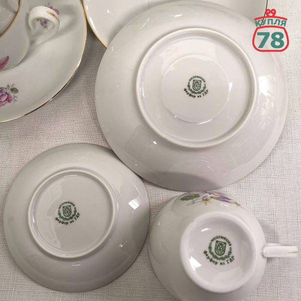 Чайная пара ГДР Weisswasser + розетка / 2788 — изображение 3