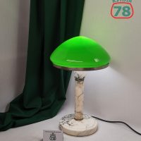 Лампа настольная СССР мрамор зелёный плафон / 2802