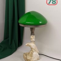 Лампа настольная мрамор с орлом зелёный плафон / 2887