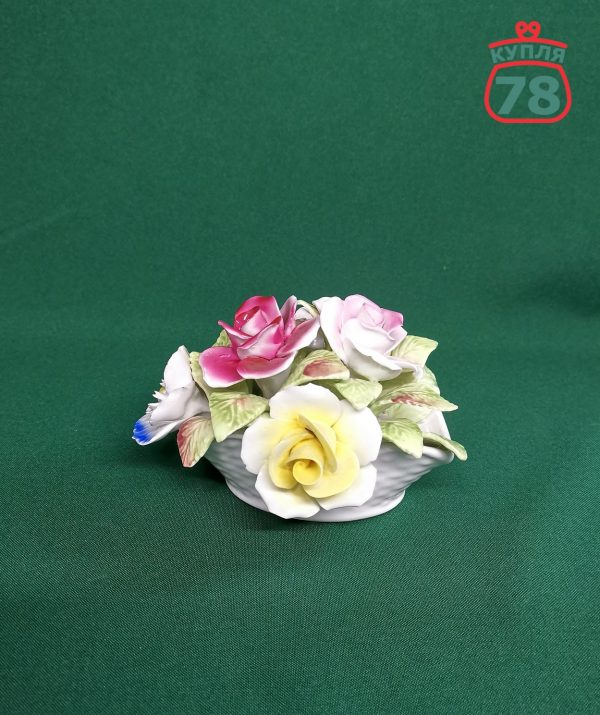 Фарфоровая статуэтка розы в корзине Англия Staffordshire / 2927 — изображение 3