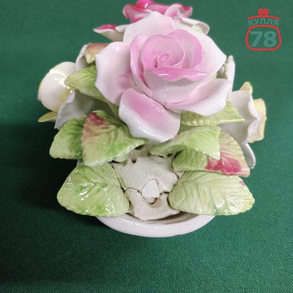 Фарфоровая статуэтка розы в корзине Англия Staffordshire / 2927 — изображение 4