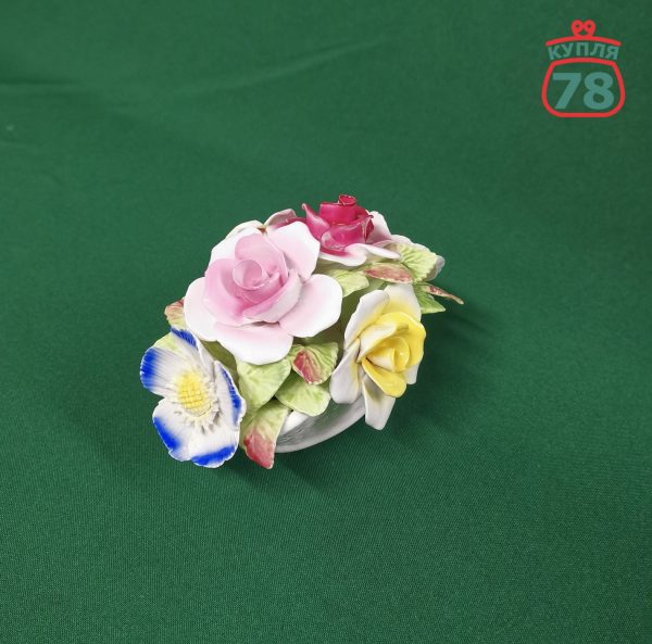 Фарфоровая статуэтка розы в корзине Англия Staffordshire / 2942 — изображение 2