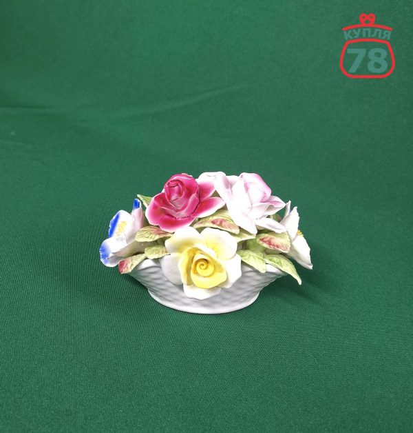 Фарфоровая статуэтка розы в корзине Англия Staffordshire / 2942 — изображение 3