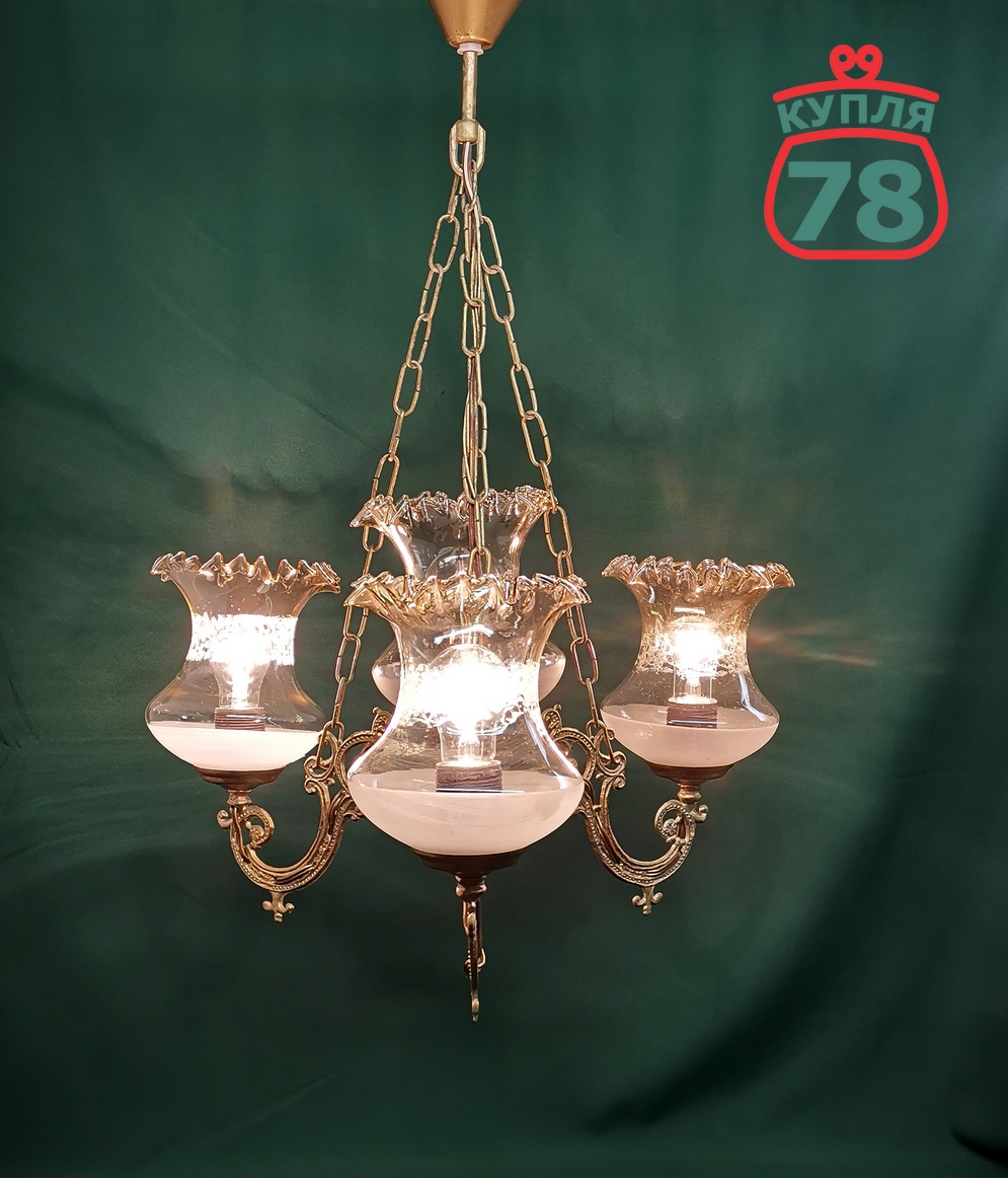 Люстра винтаж латунь Польша / 2952 — изображение 2