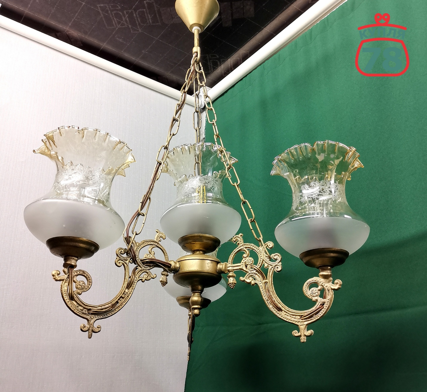 Люстра винтаж латунь Польша / 2952 — изображение 3