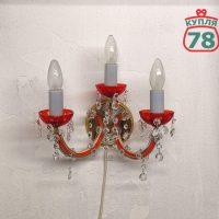Бра Чехия красный хрусталь винтаж / 2954