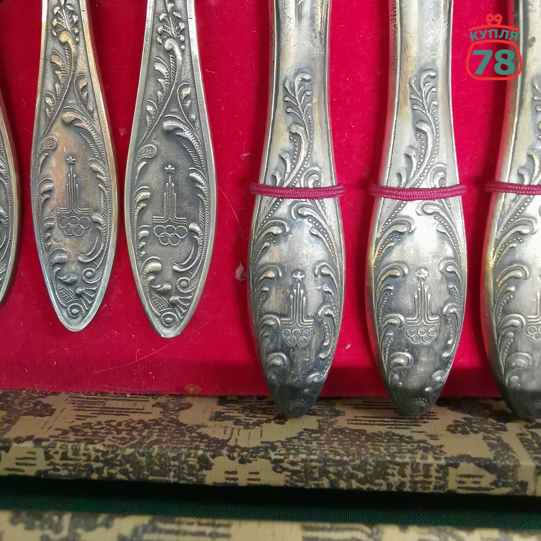 Набор столовых приборов СССР мельхиор в коробке олимпийский — изображение 5