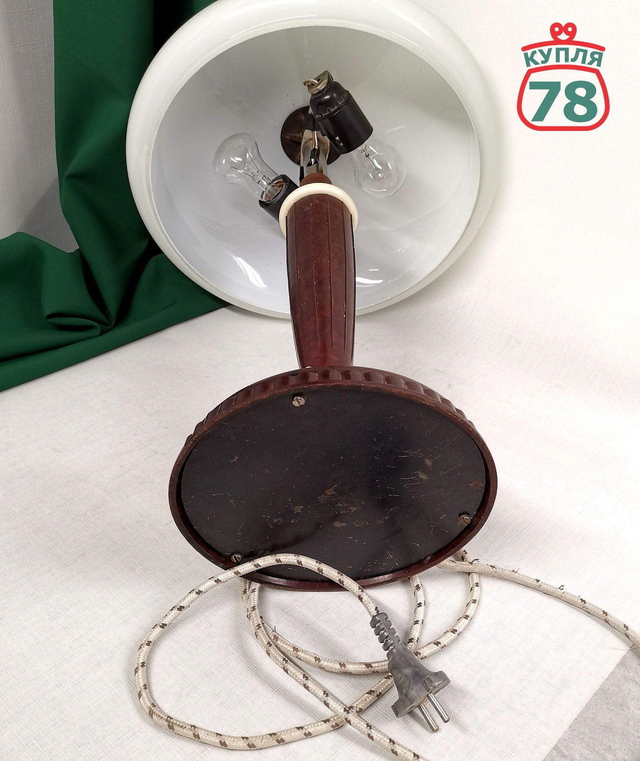 Лампа карболитовая СССР сталинский ампир белый плафон / 2969 — изображение 3