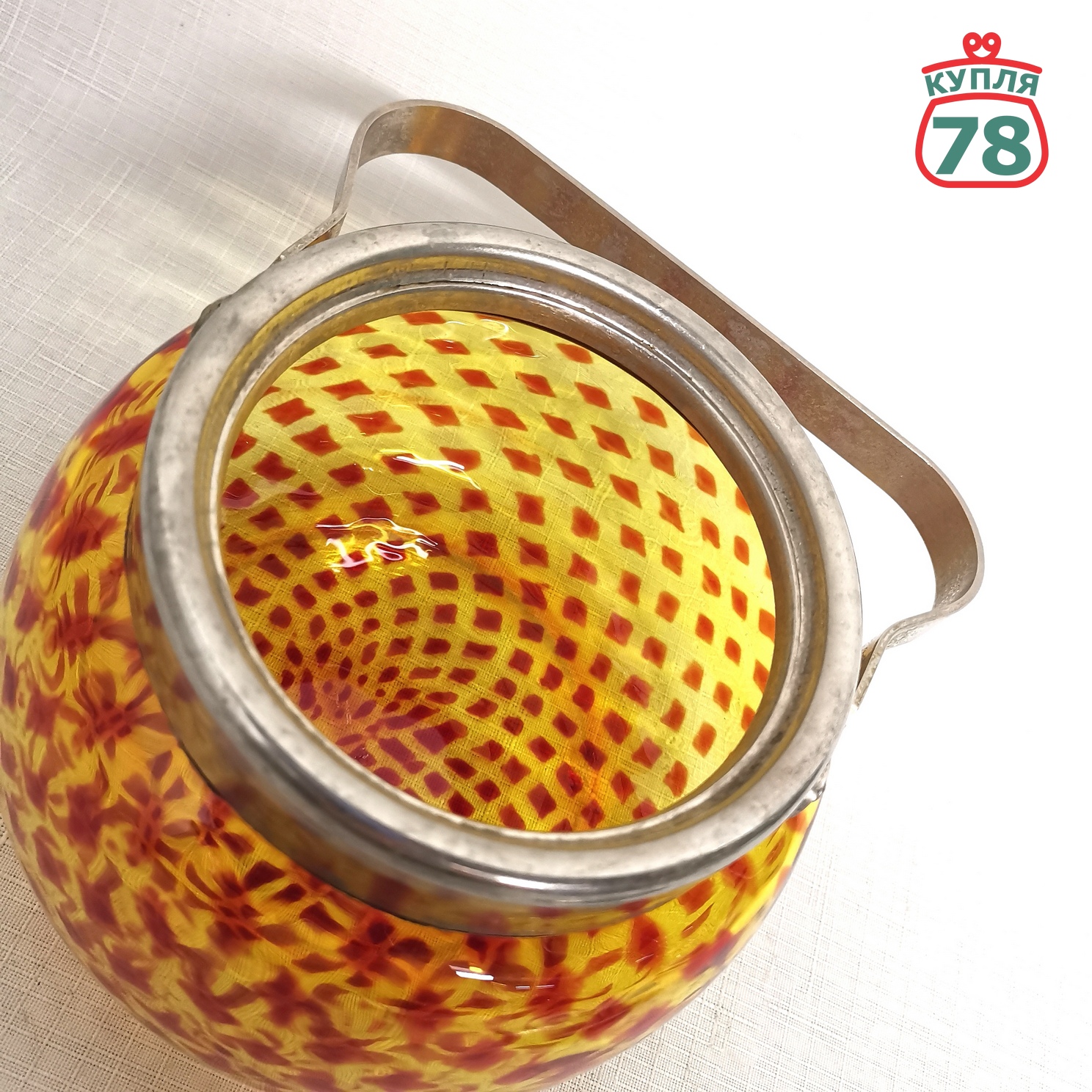 Сахарница цветное стекло СССР винтаж / 2975 — изображение 4