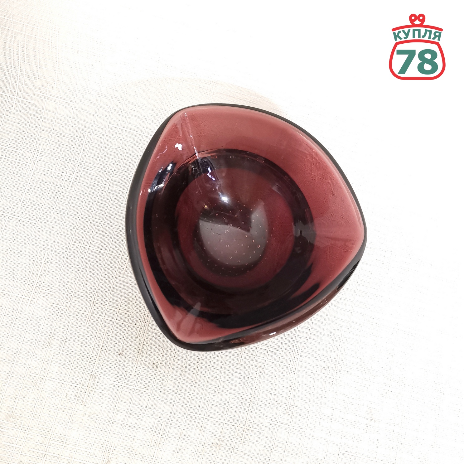 Ваза цветное стекло винтаж Чехия миниатюра / 2981 — изображение 3