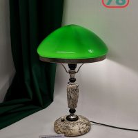 Лампа настольная СССР мрамор зелёный плафон / 2987