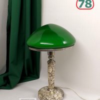 Лампа настольная СССР мрамор зелёный плафон / 2994