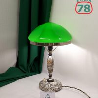 Лампа настольная СССР мрамор зелёный плафон / 3019