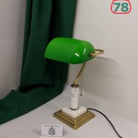 Лампа банкир белый мрамор зелёный плафон / 3030