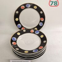 Тарелки ДФЗ Вербилки шары на чёрном 19 см 6 шт / 3034