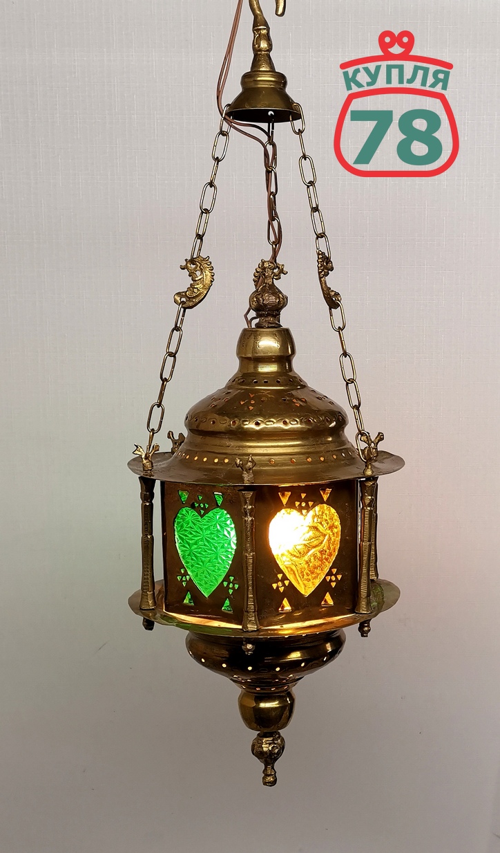 Светильник старинный в восточном стиле бронза латунь / 3040