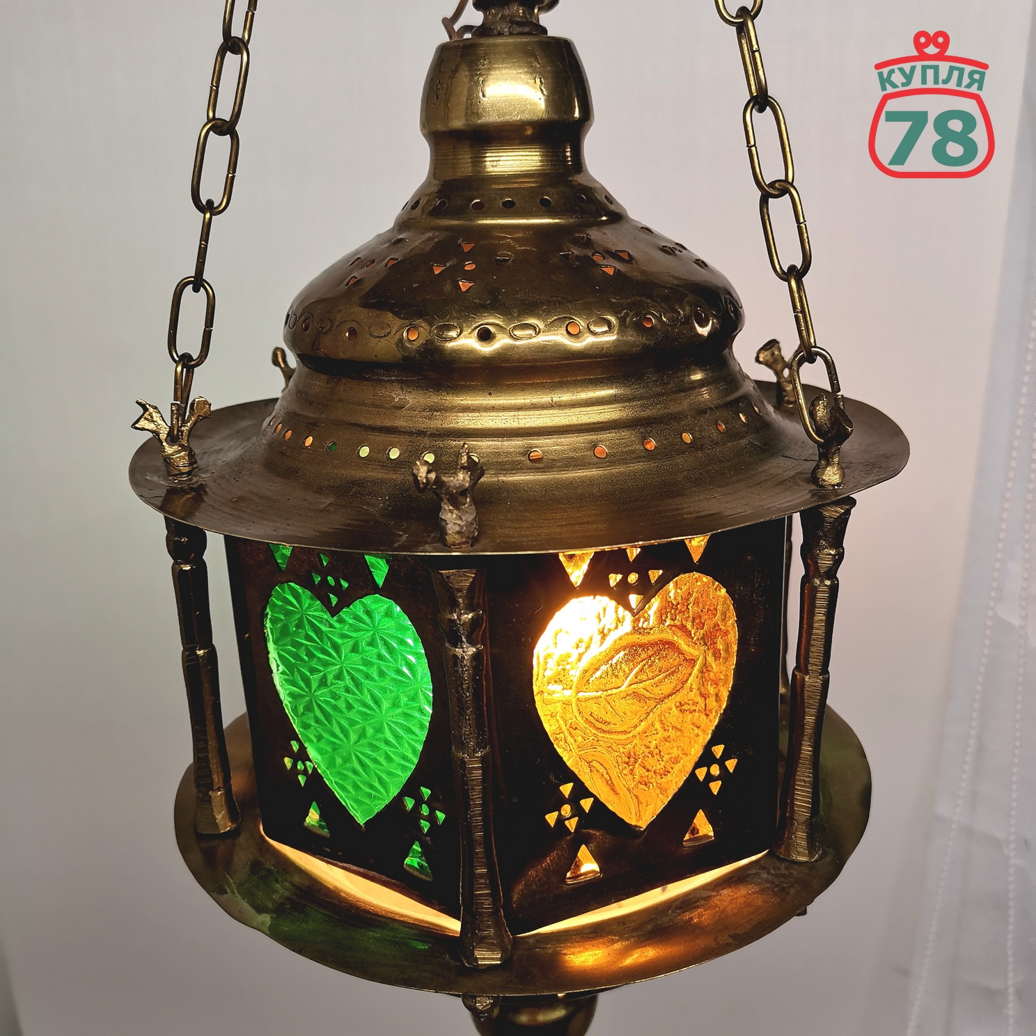 Светильник старинный в восточном стиле бронза латунь / 3040 — изображение 2