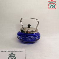 Сахарница СССР резная кобальтовое стекло / 3050