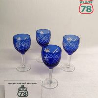 Рюмка хрусталь кобальт СССР винтаж 4 шт / 3052