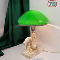 Лампа настольная с медведем СССР мрамор зелёный плафон / 3058