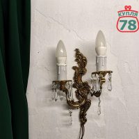 Бра винтаж Чехия латунь хрусталь / 3063