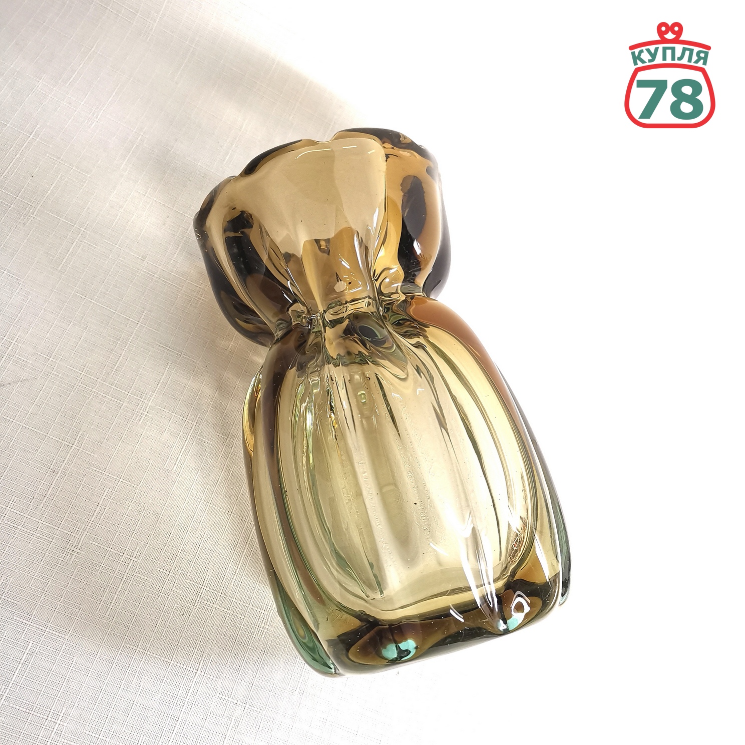 Ваза для цветов цветное стекло Чехия винтаж / 3066 — изображение 2