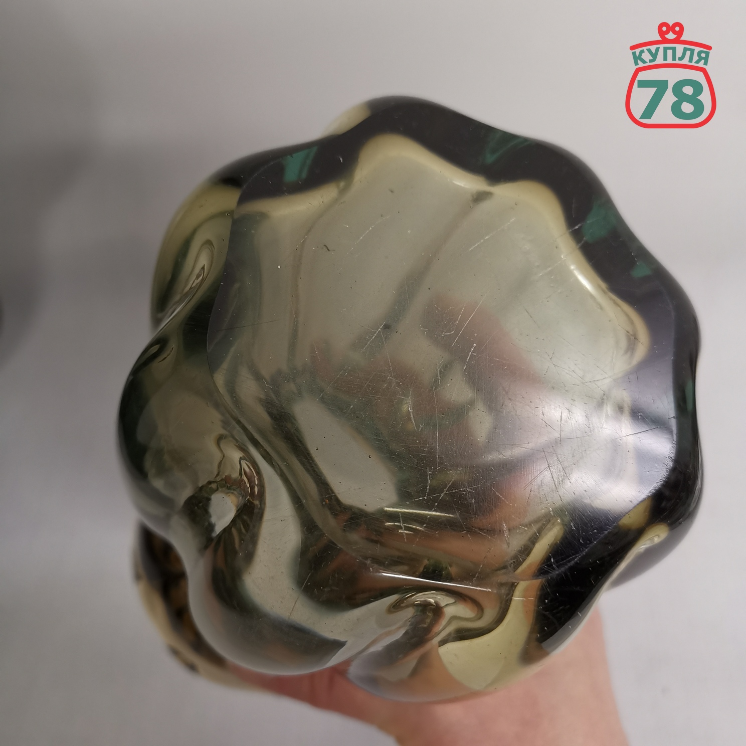 Ваза для цветов цветное стекло Чехия винтаж / 3066 — изображение 4