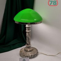 Лампа настольная СССР мрамор зелёный плафон / 3092