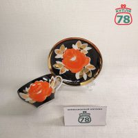 Чайная пара Дулево Красная роза на чёрном / 3103