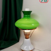 Лампа настольная СССР керосинка зелёный плафон / 3107